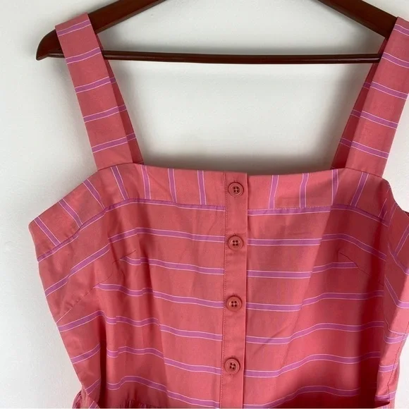 Gal Meets Glam Woman’s Midi Dress 14 Button Front Wide Strap Functioning Buttons - Picture 7 of 9